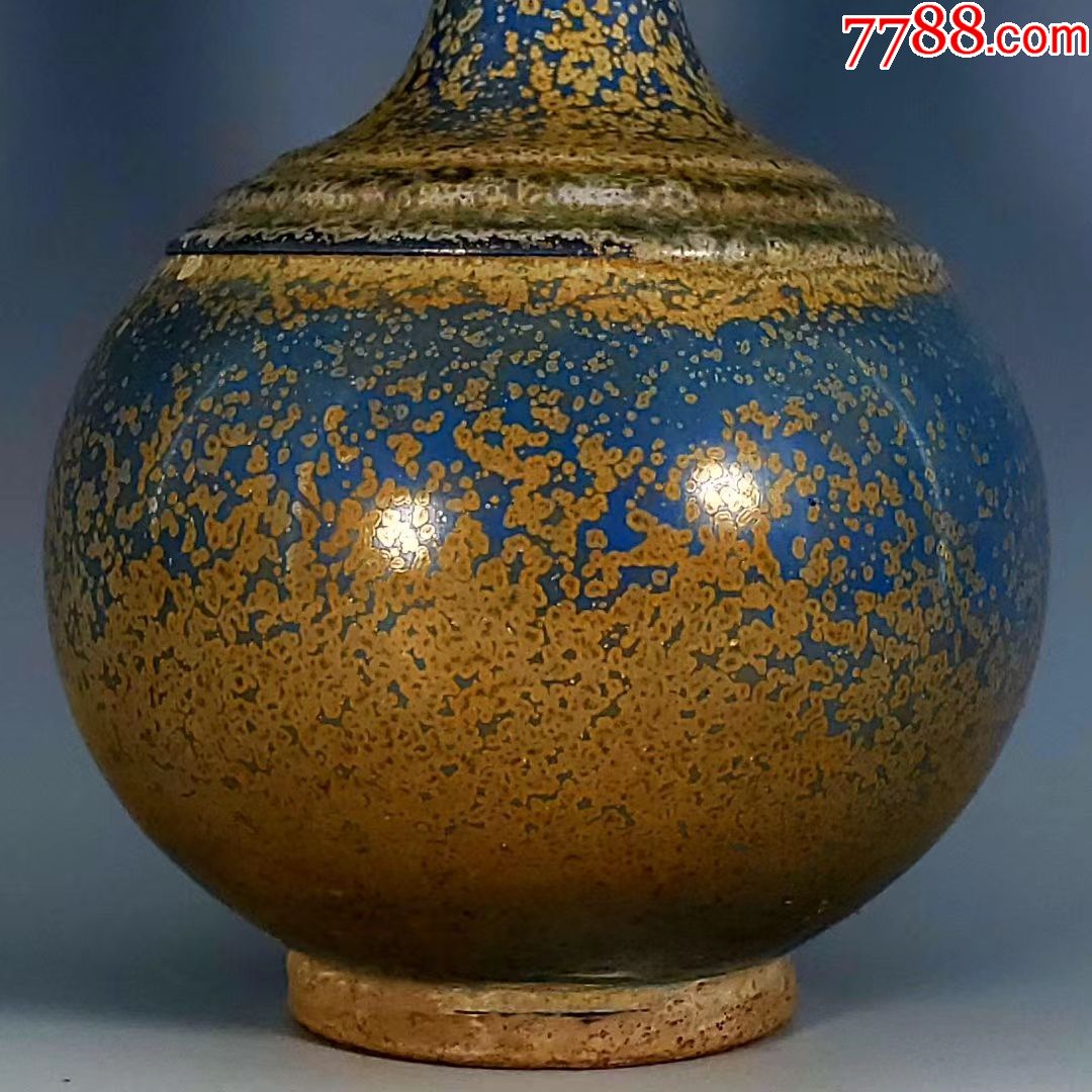 钧窑金斑荷口瓶-酱釉瓷/紫金釉-7788收藏__收藏热线