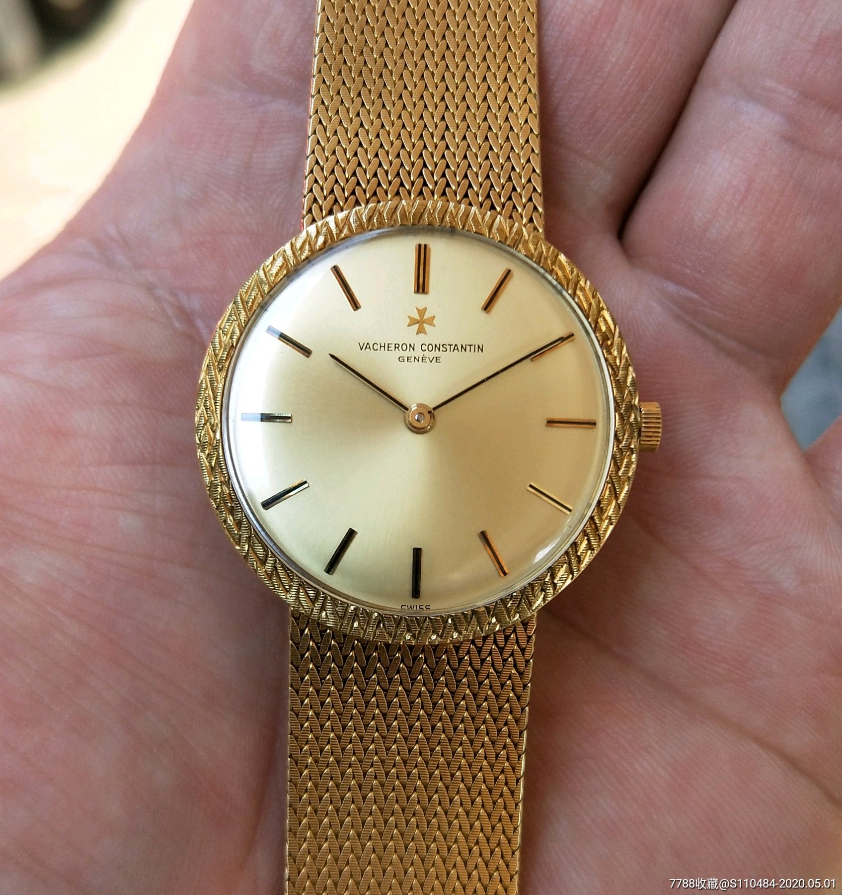 二手手表库存品瑞士古董江诗丹顿18k实金手卷机械表