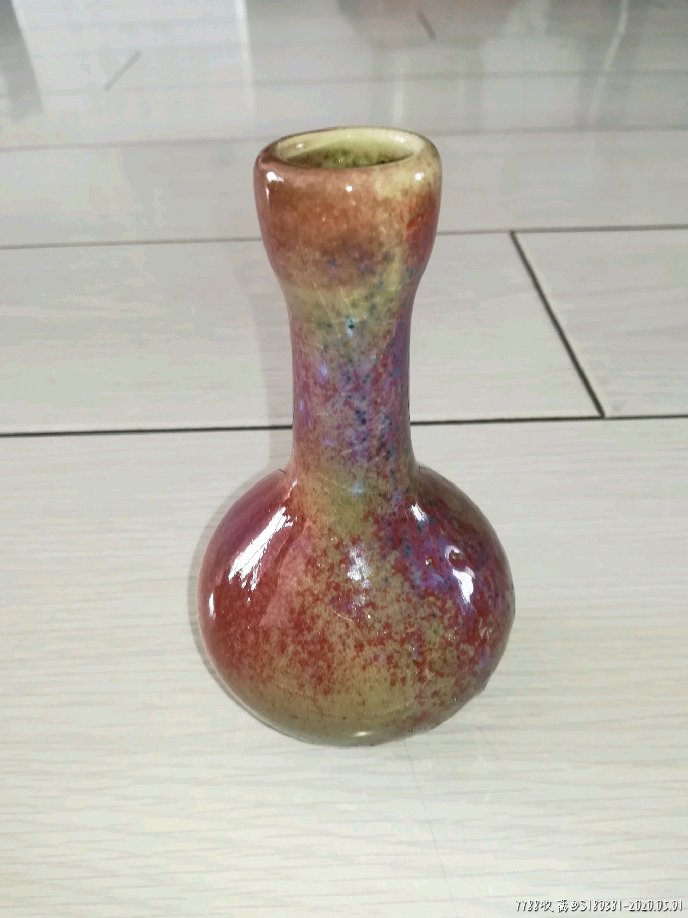 古玩杂项收藏陶瓷瓷器复古小花瓶红釉美人瓶摆件赏玩案头摆件花插