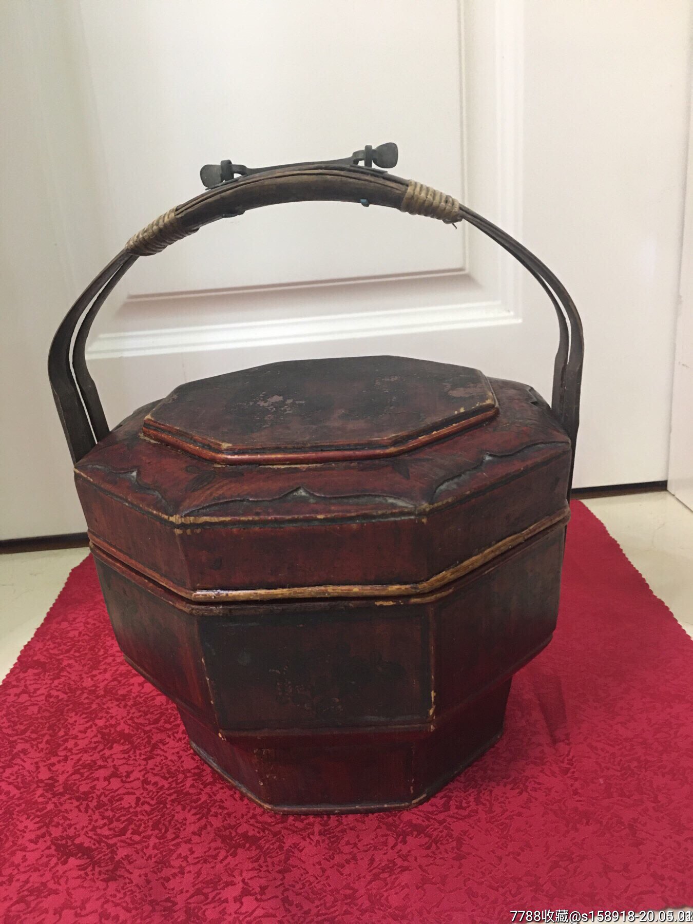 民国人物花卉木提盒