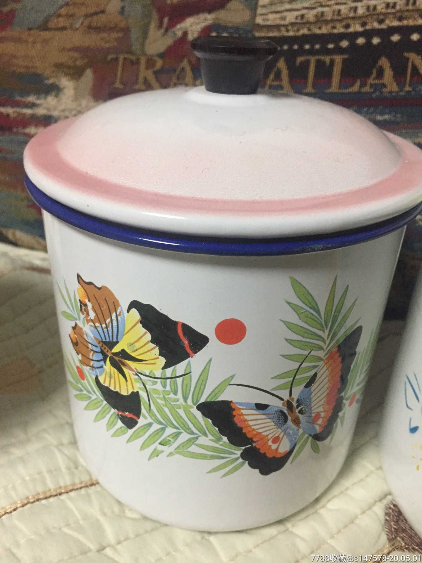 大号搪瓷缸特价4个合售都有盖子