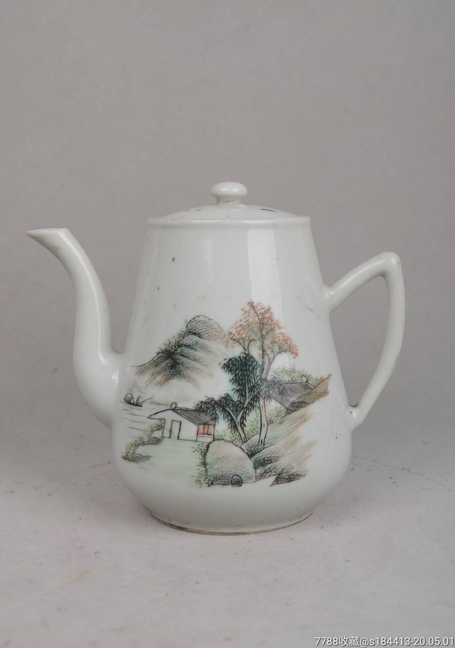 民国时期浅绛彩山水壶