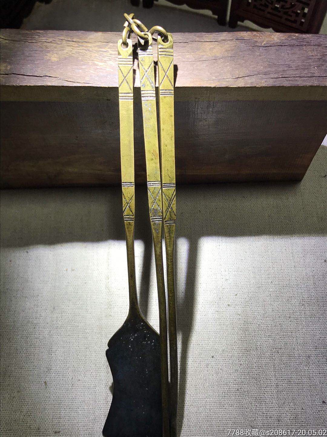清朝铜香铲 铜铲筷 铜筷子 铜香道用具_铜杂件_收藏价格_交易出手_7788人民币收藏
