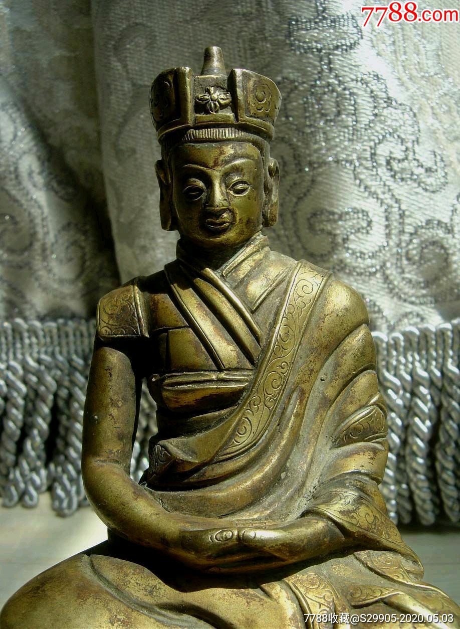 清代铜鎏金噶玛巴祖师座佛像