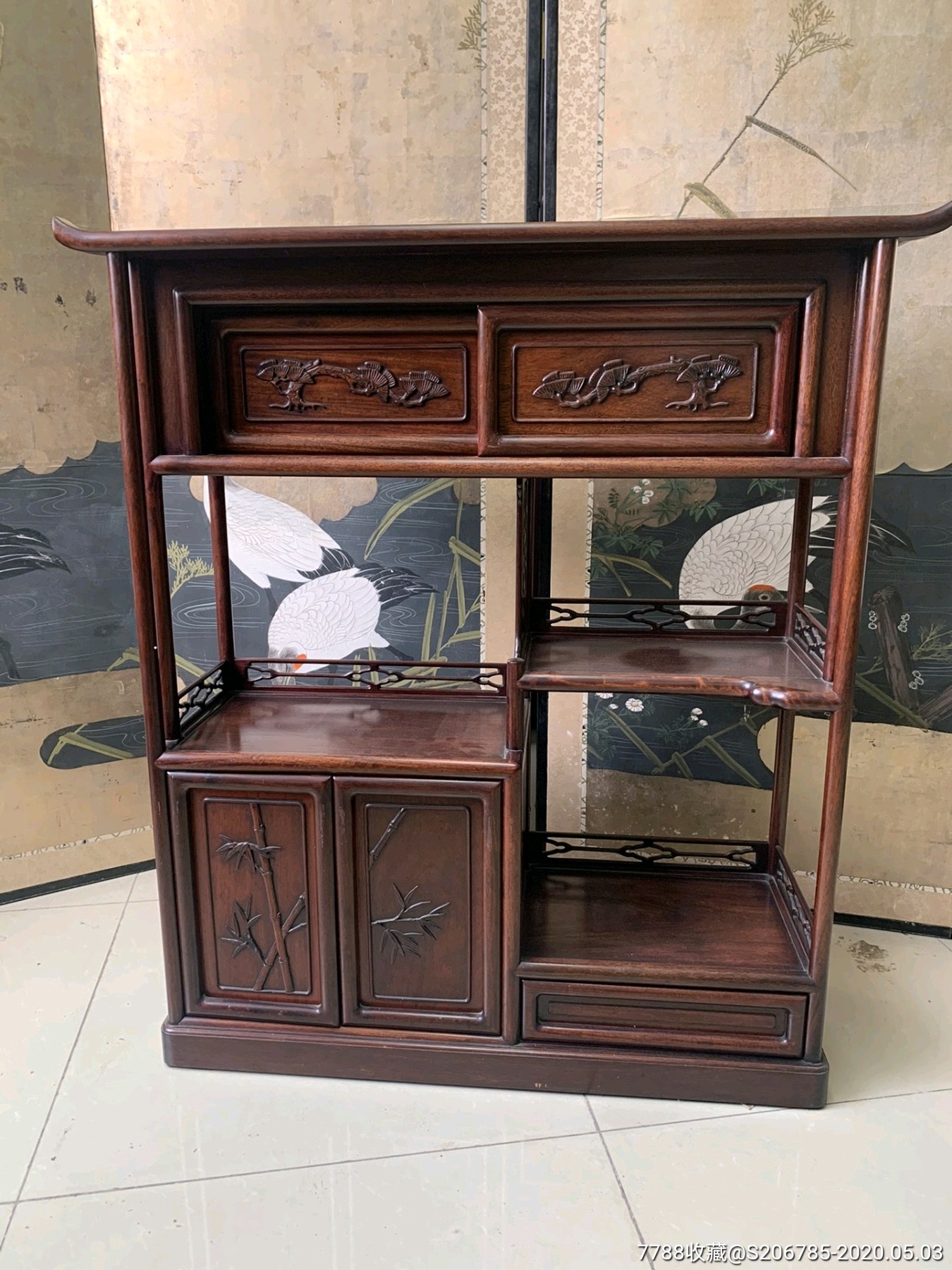 大果紫檀,缅甸花梨,精品小茶棚,用料厚实,高95cm,宽85cm,厚26.5cm