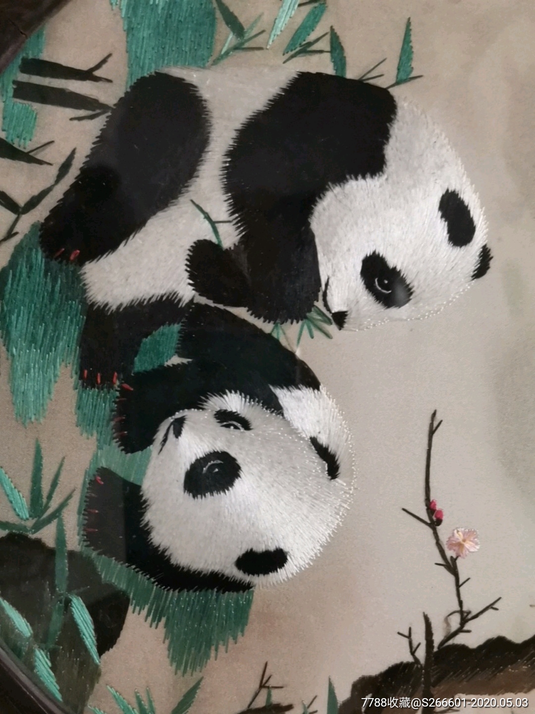 绣熊猫图-蜀绣画/川绣画-7788陶瓷