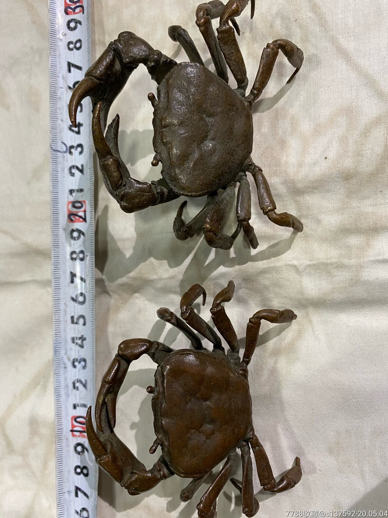 民国时期满洲遗留铜螃蟹一对,精工制造