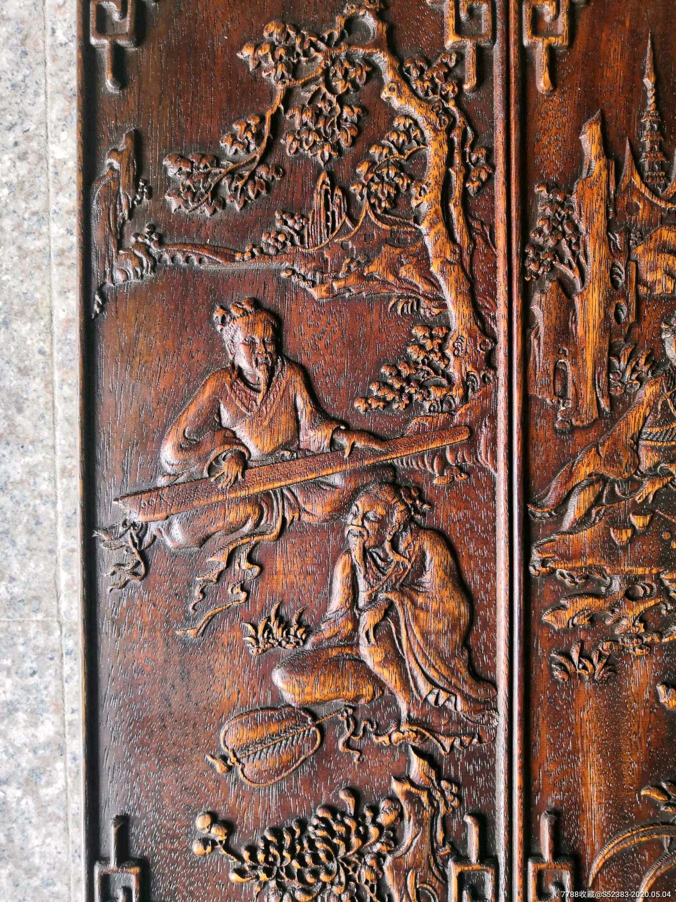 老木刻四挂屏(琴棋书画)-木雕挂件-7788收藏__收藏热线