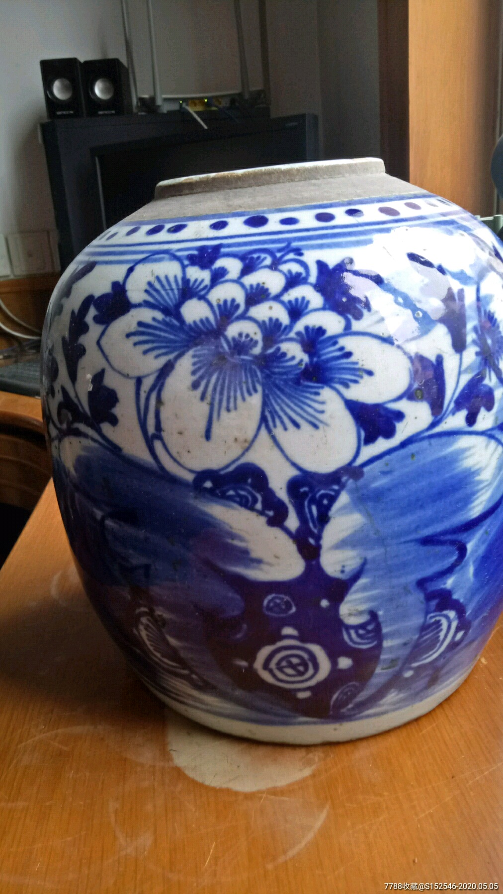 清代,青花大罐三只