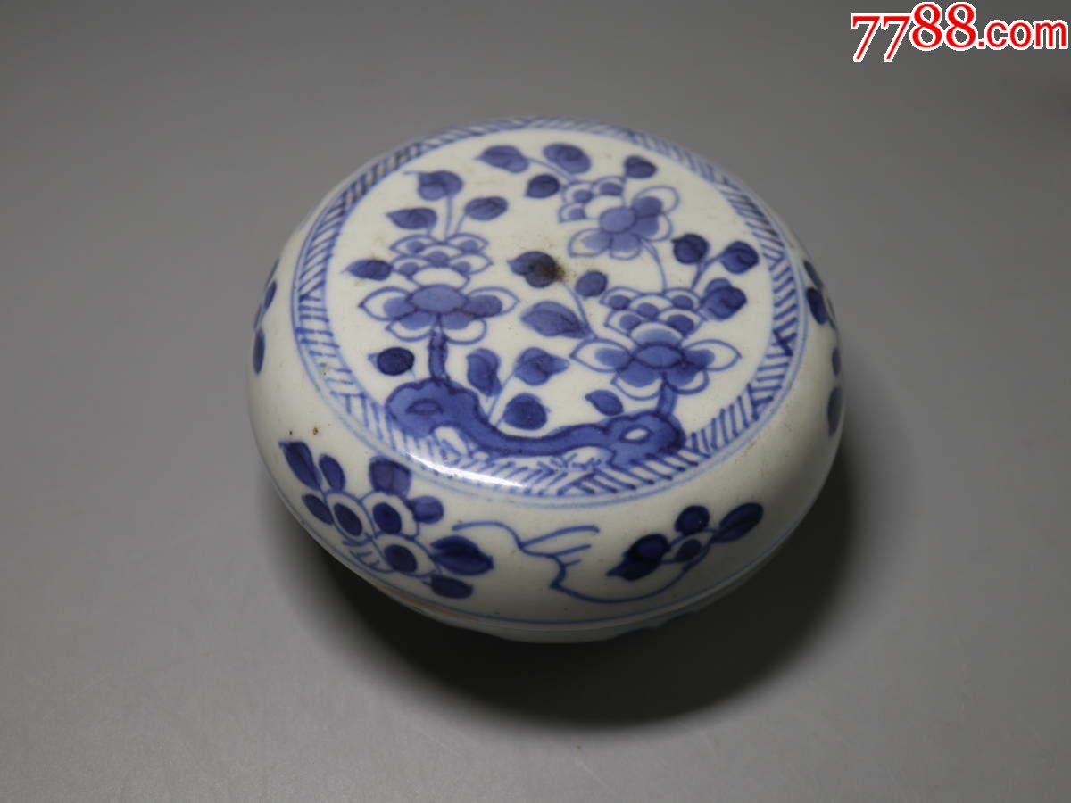 康熙青花花卉印盒完整