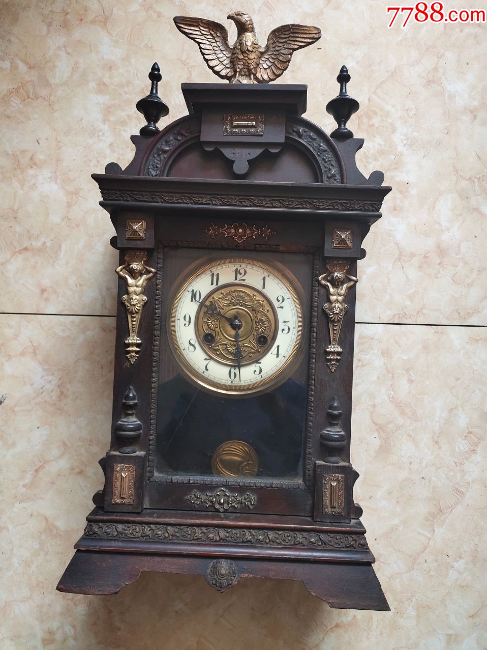 德国宝星瓷盘老座钟;鹰是黑色的