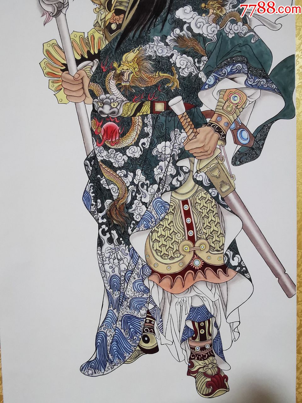 著名画家秦敬斌人物作品《义薄云天》关公人物像,绘画形象生动,威武