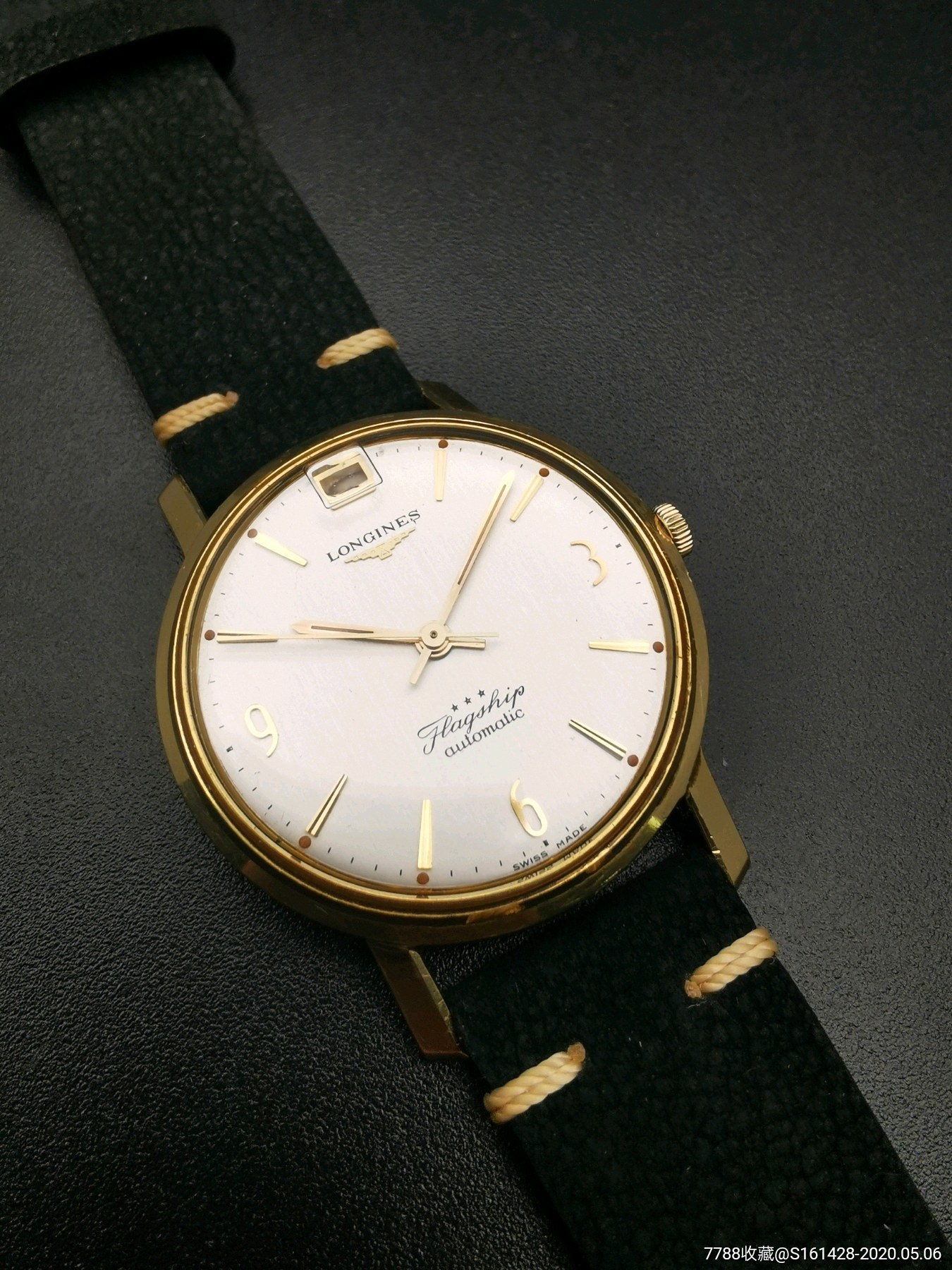 瑞士浪琴古董表 18k黄金 高级帆船背雕 轨道机芯