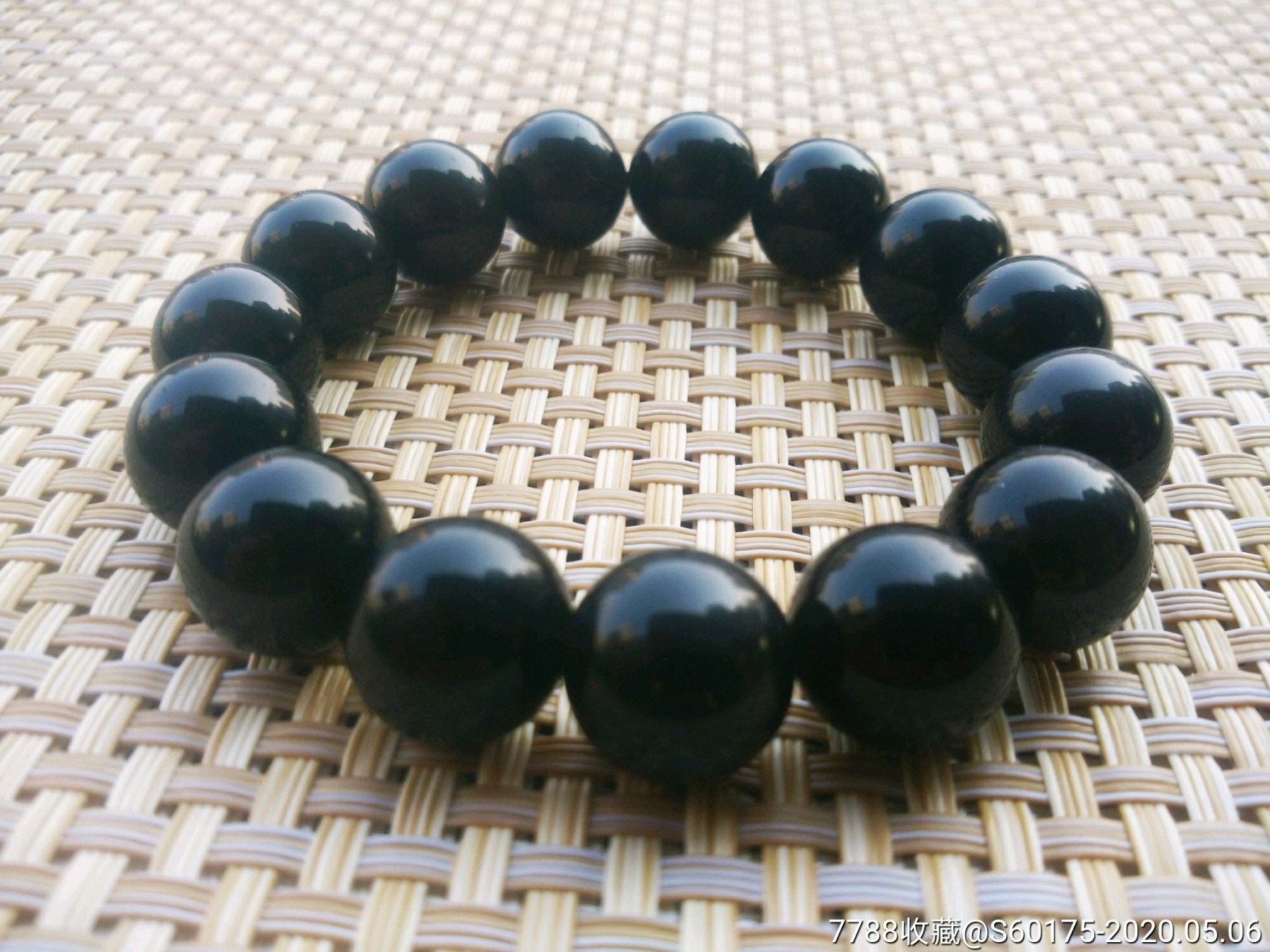 天然黑玛瑙14mm佛珠手串