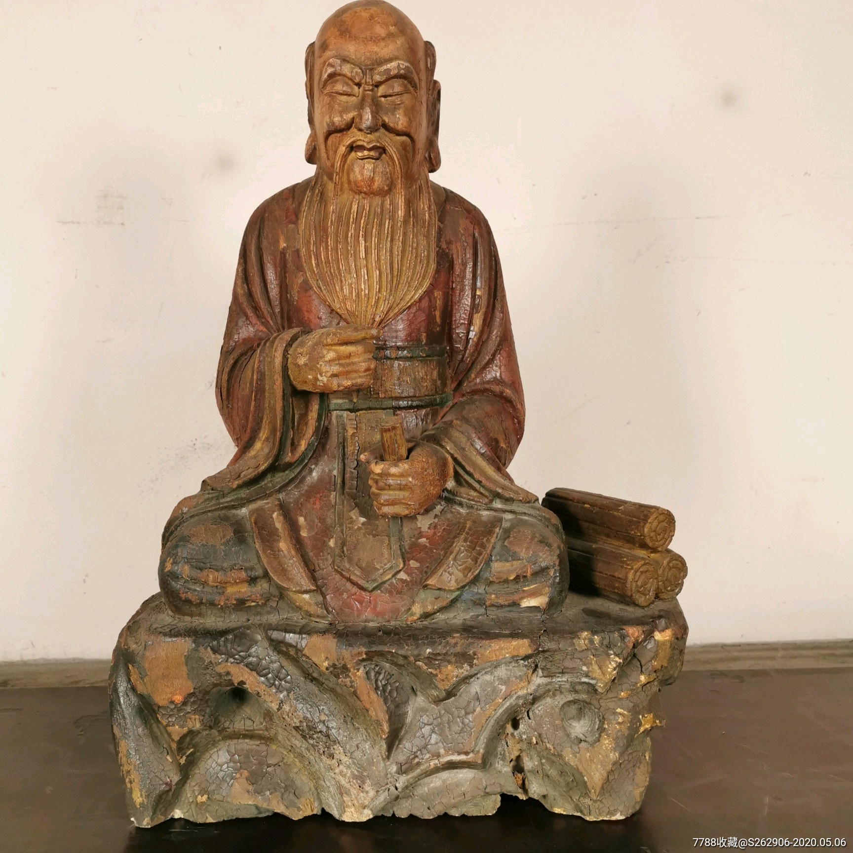 道教文化木雕老子坐像道家供奉神