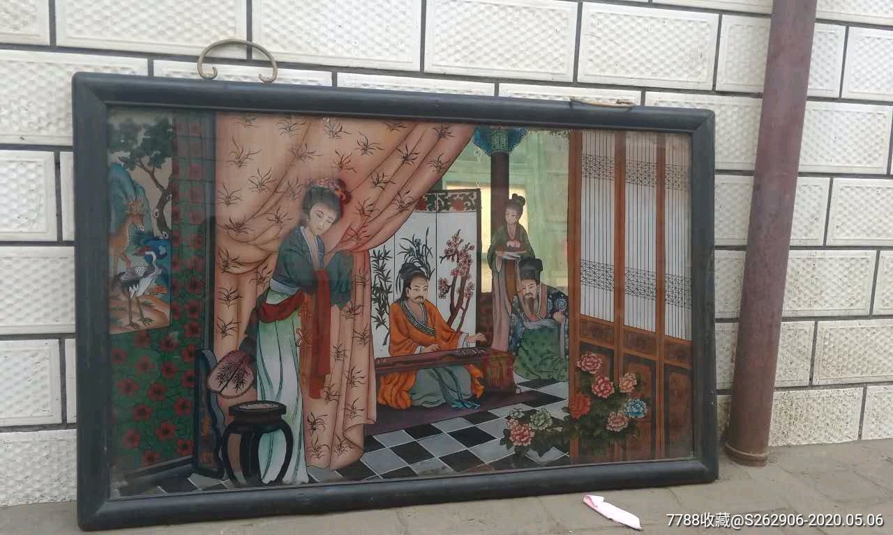清代民国玻璃画手绘装饰画