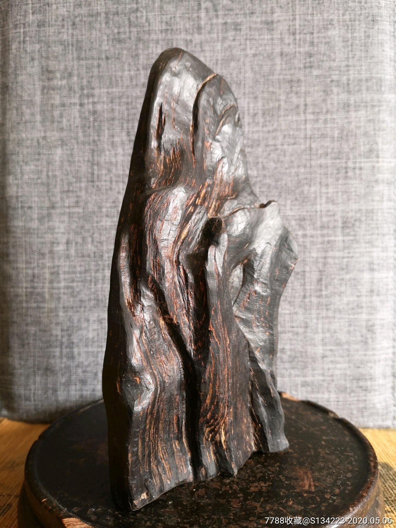 民国阴沉木山形摆件