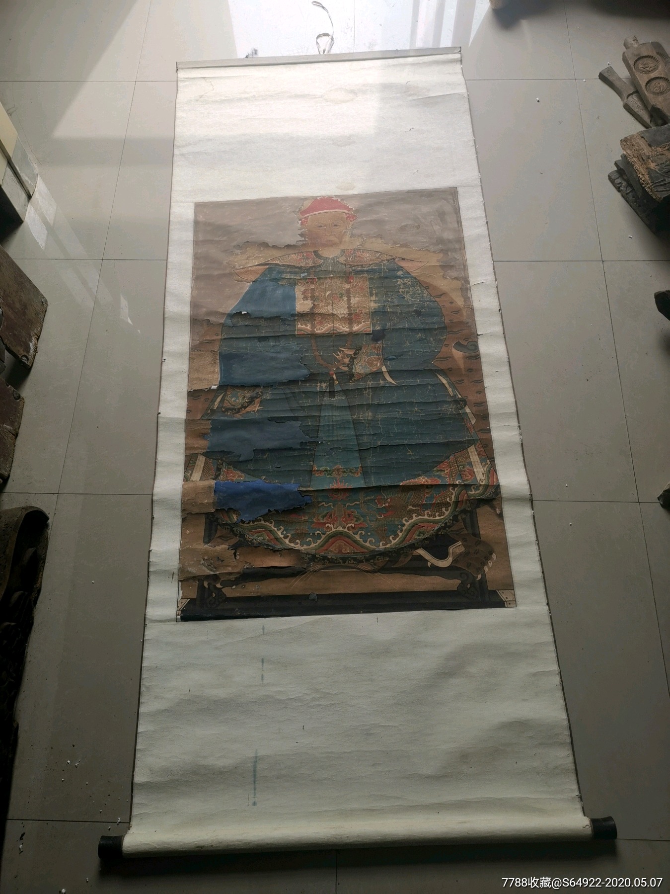 清代一品官员虎皮龙袍画像,中堂