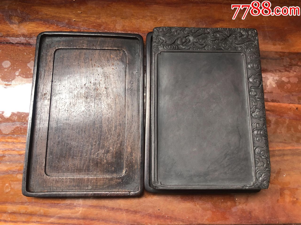 清代紫檀天地盖端砚_木砚_第1张_7788砚台收藏