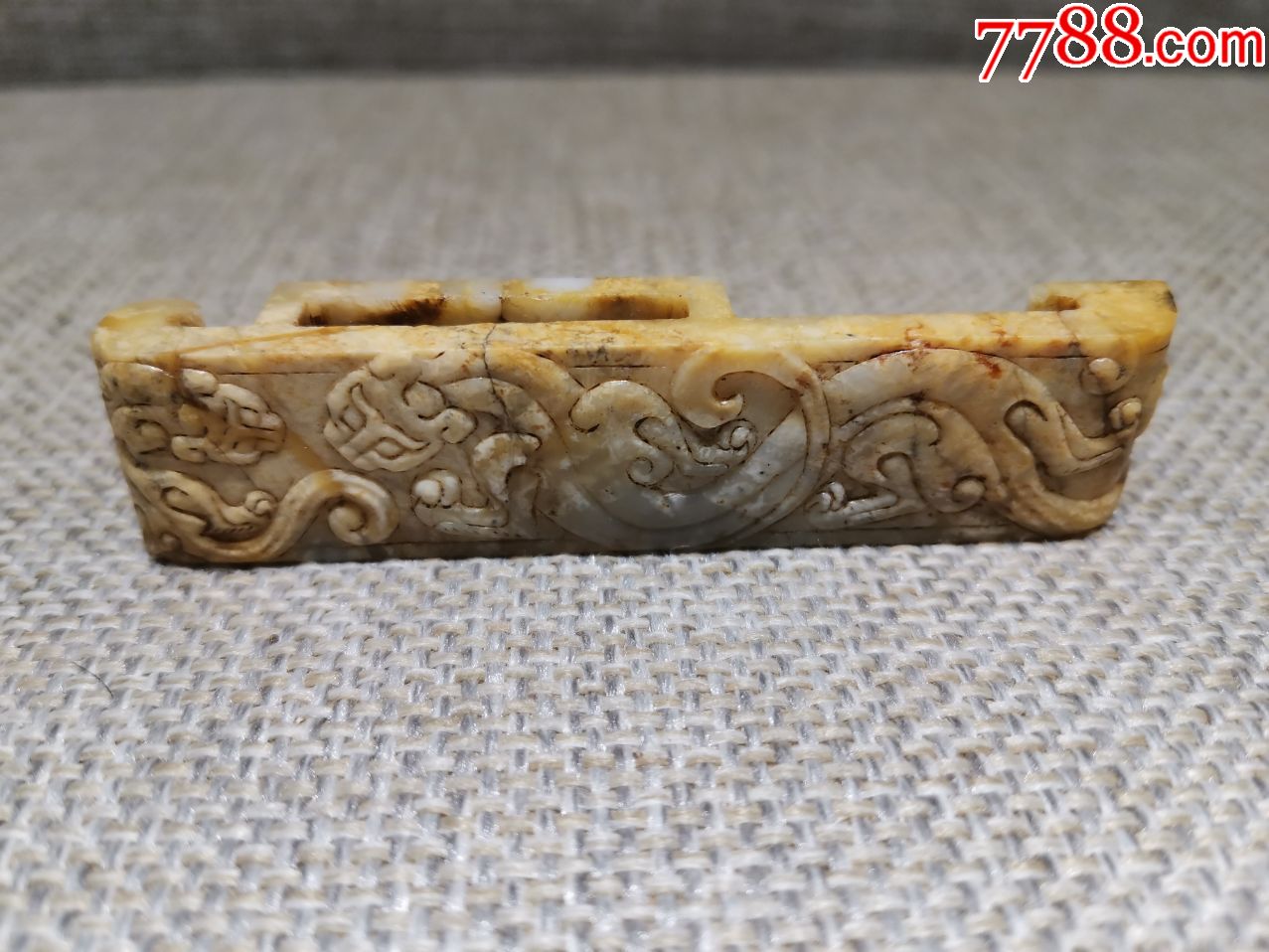 宋代佩剑剑璲白玉挂黄皮螭龙纹原品保真