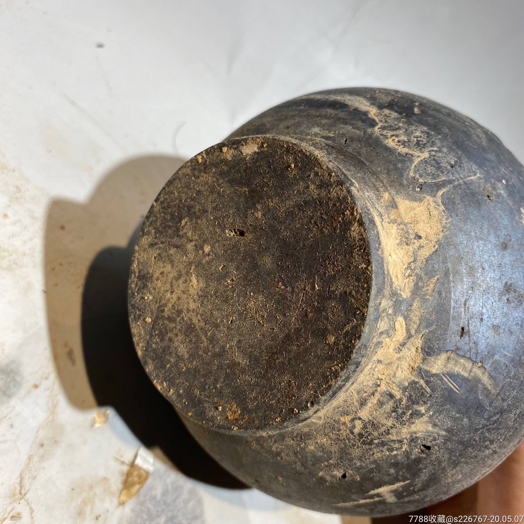 古玩陶器古董汉代黑陶瓶