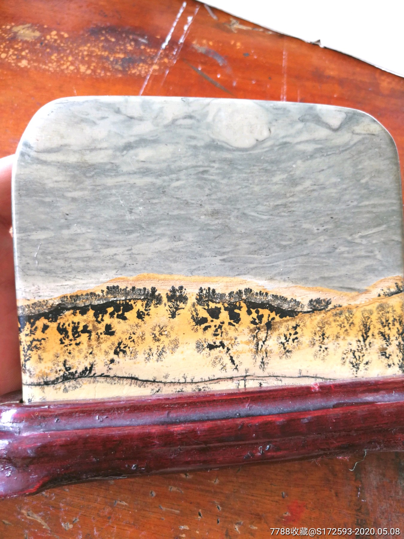 中国国画石广西草花石风景摆件石