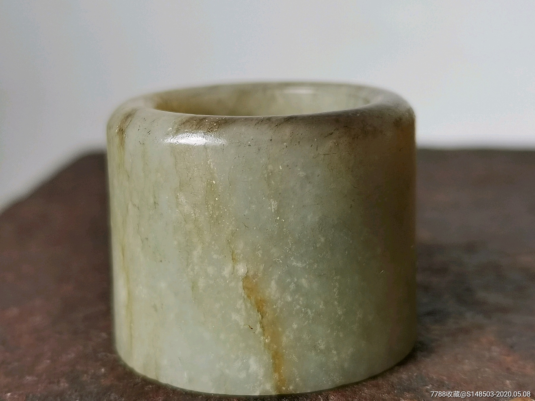 清代牛毛沁和田玉扳指