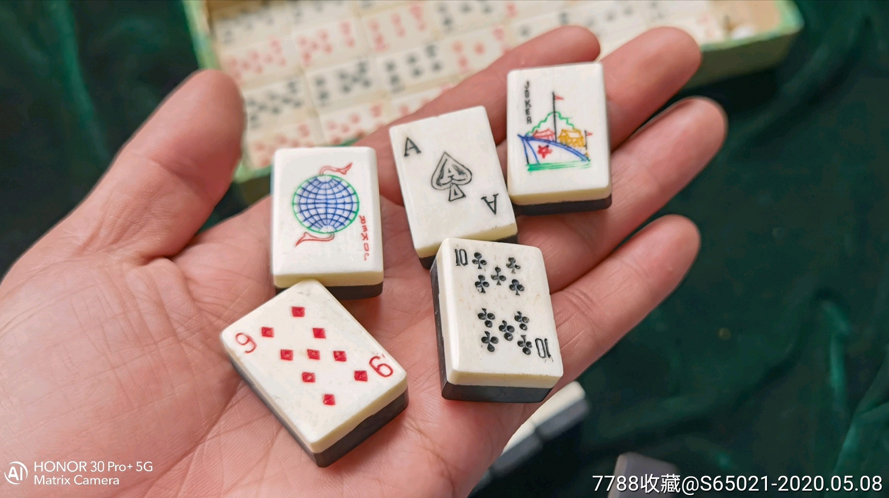 全网唯一:天然牛角镶嵌骨麻将扑克牌.手工竹骨麻将牌胚扑克