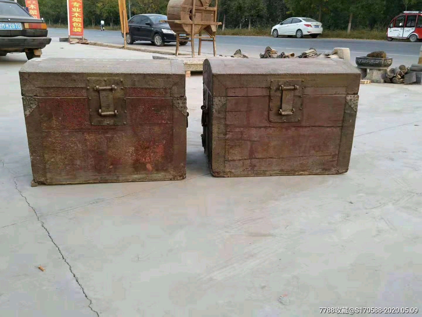 清代老镖箱一对_木箱_民俗老货老家具【7788收藏__收藏热线】