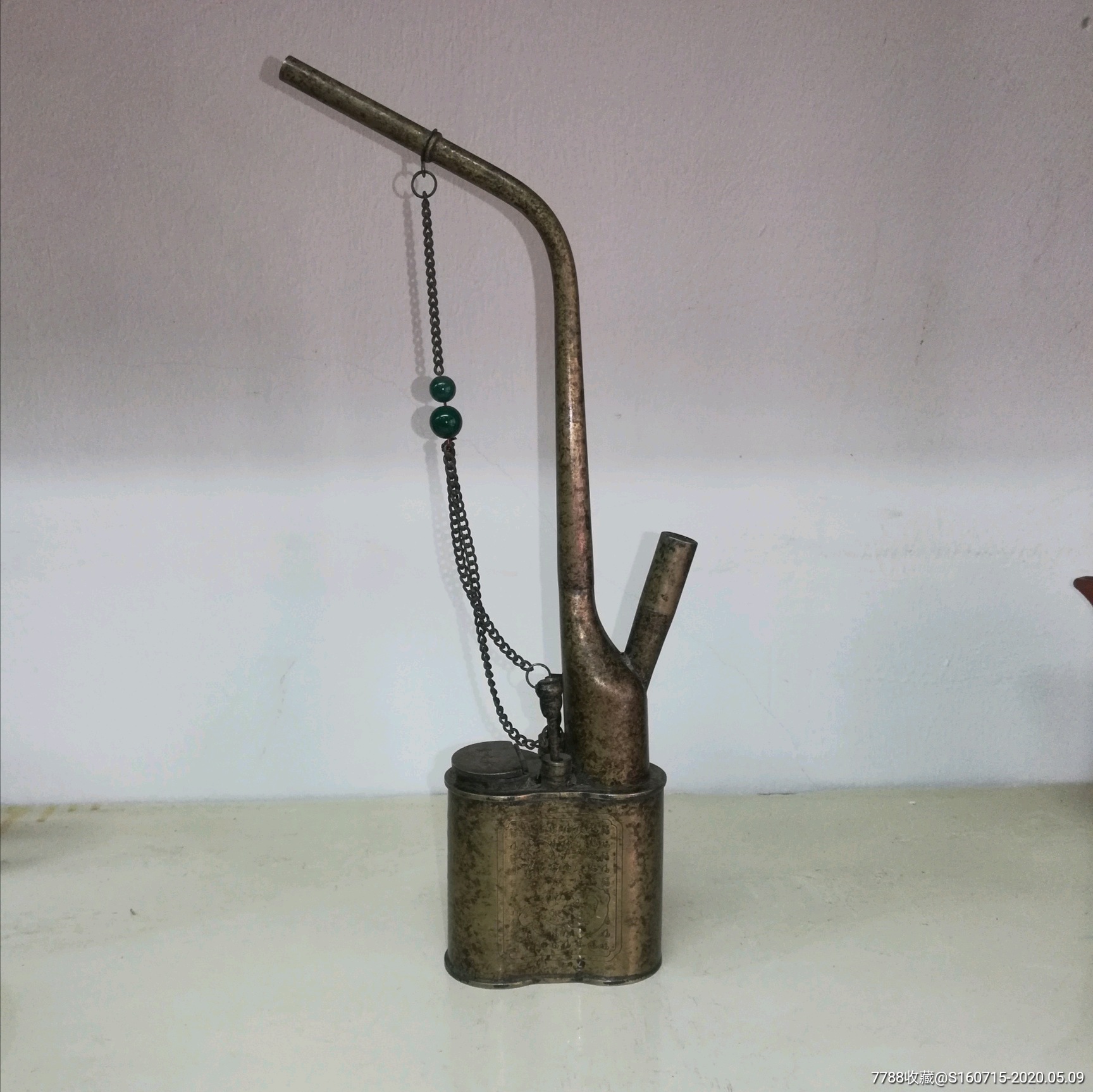 刻花福寿图铜水烟筒