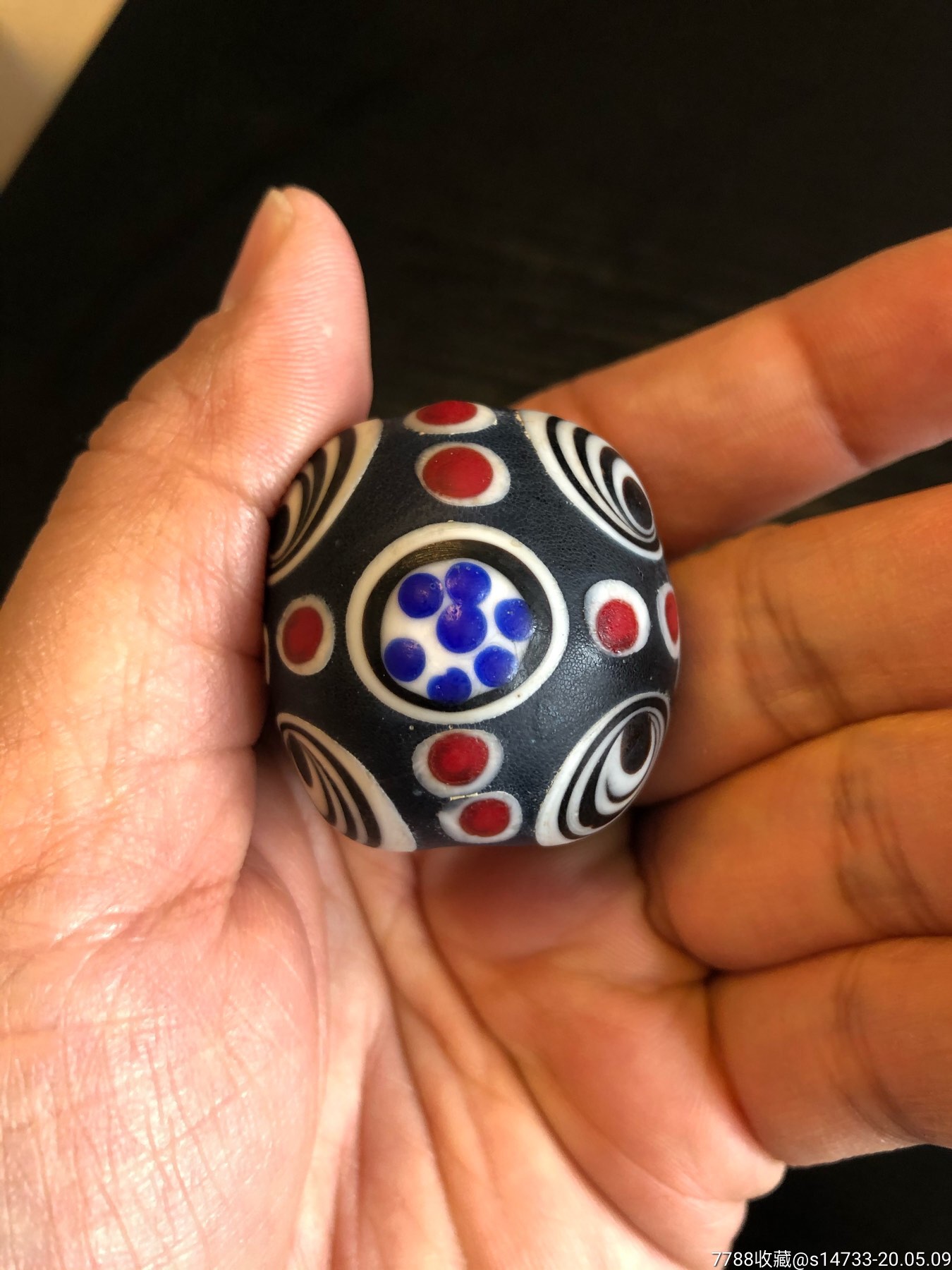 古董古玩收藏品清代蜻蜓眼琉璃球