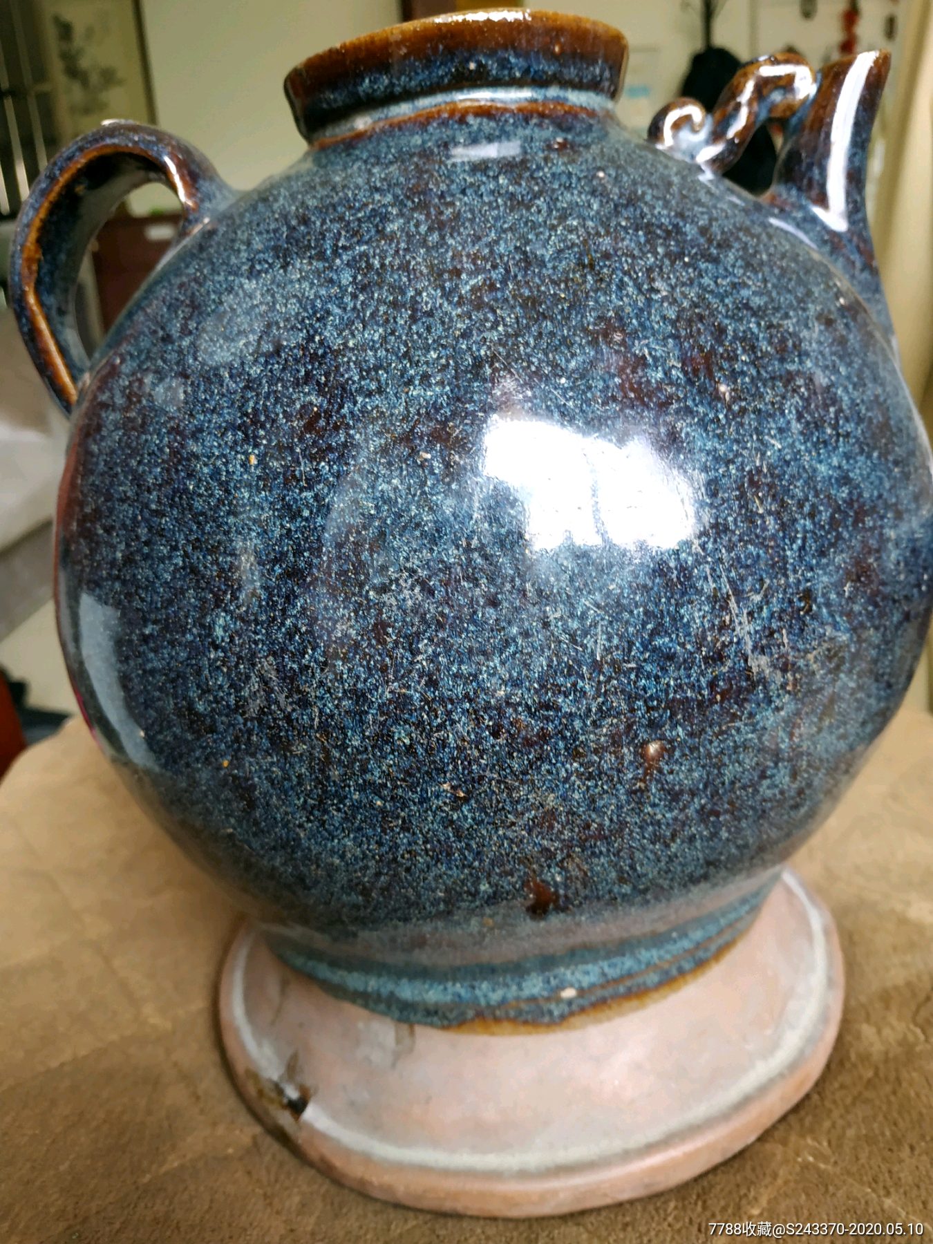 宜兴蓝钧釉紫砂老酒壶,老油壶,老坛子