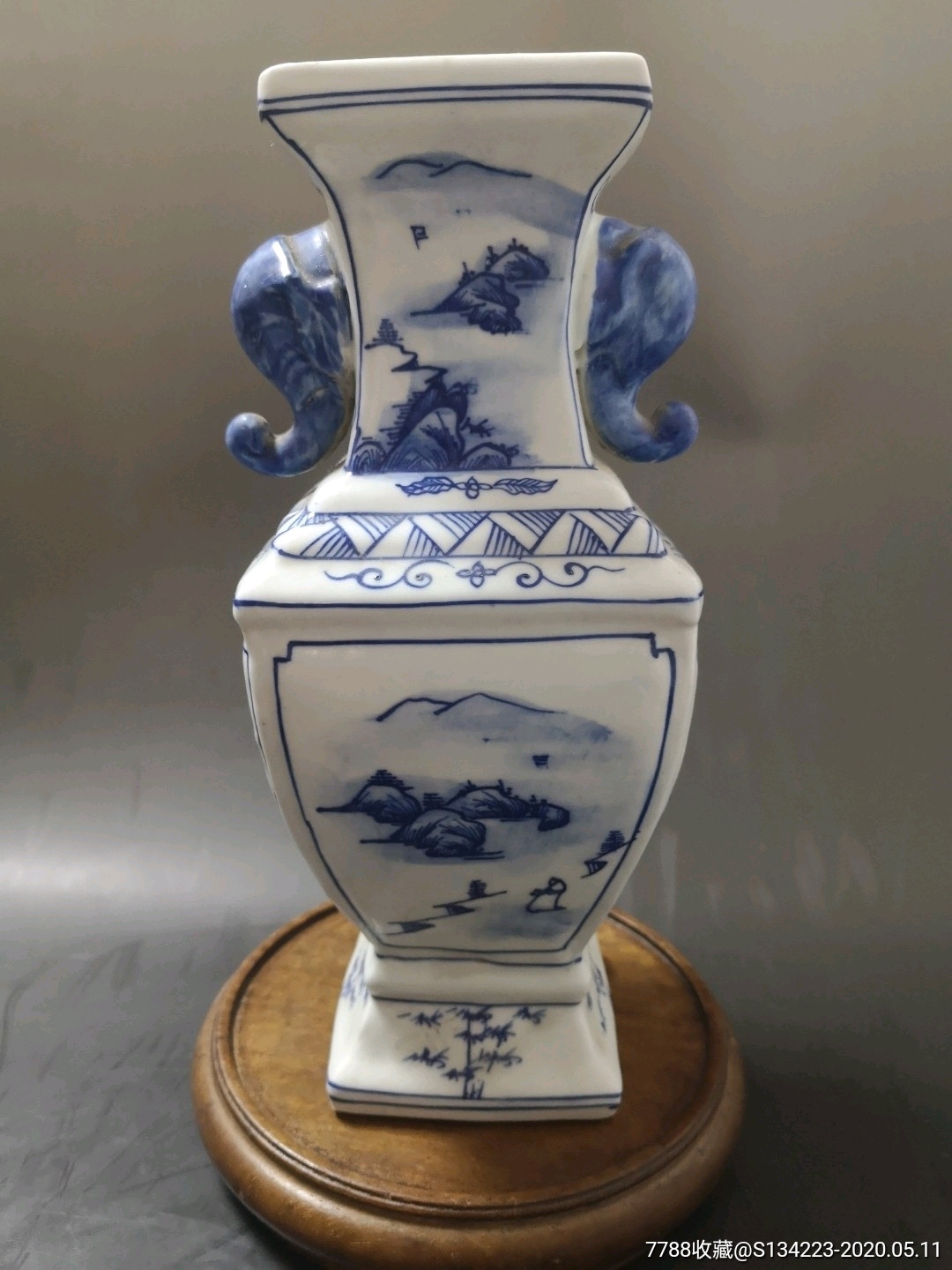 出口创汇时期青花象耳瓶_价格360元_第1张_7788收藏__收藏热线