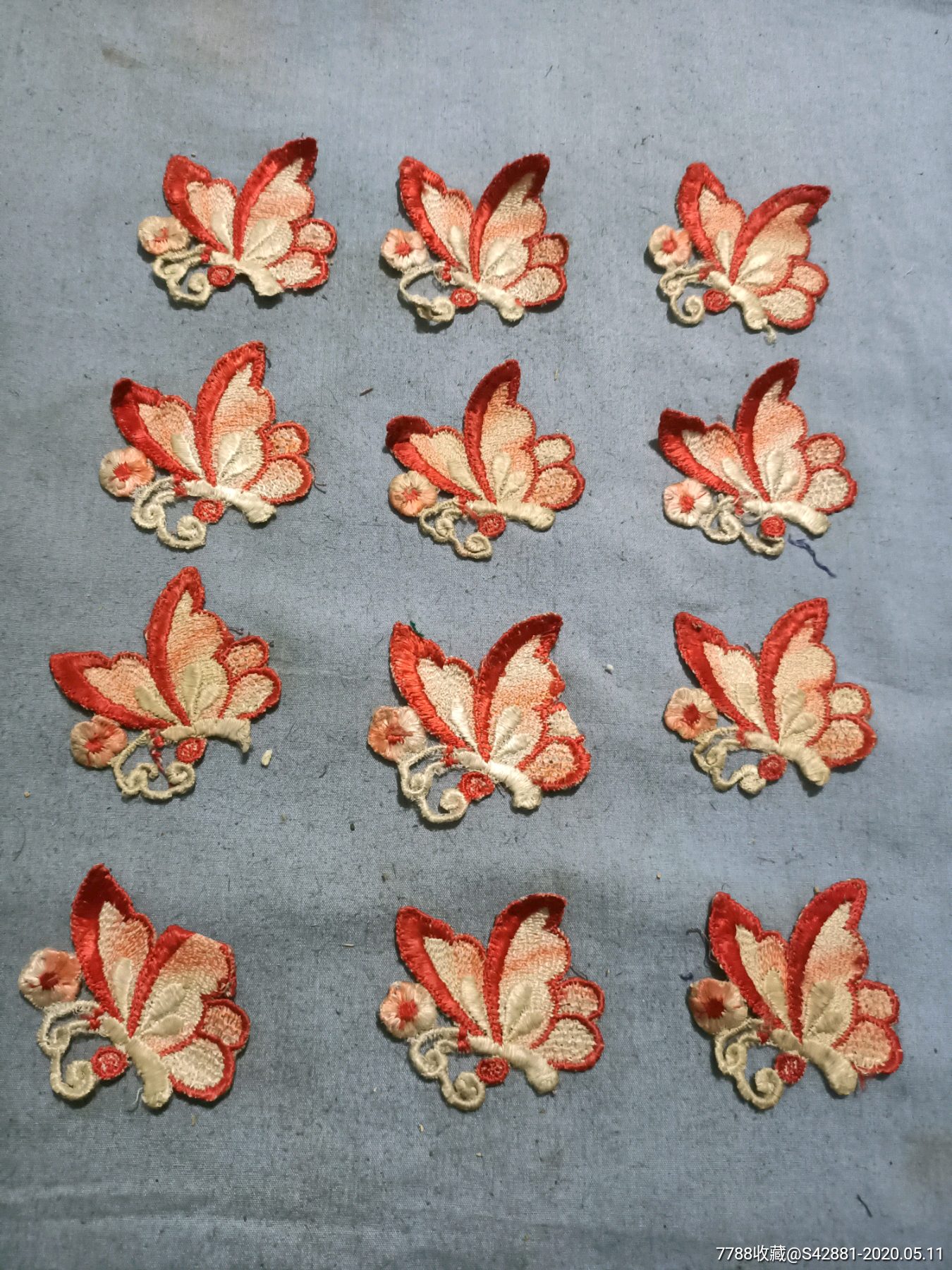 晚清民国刺绣蝴蝶12件.4.5/4.