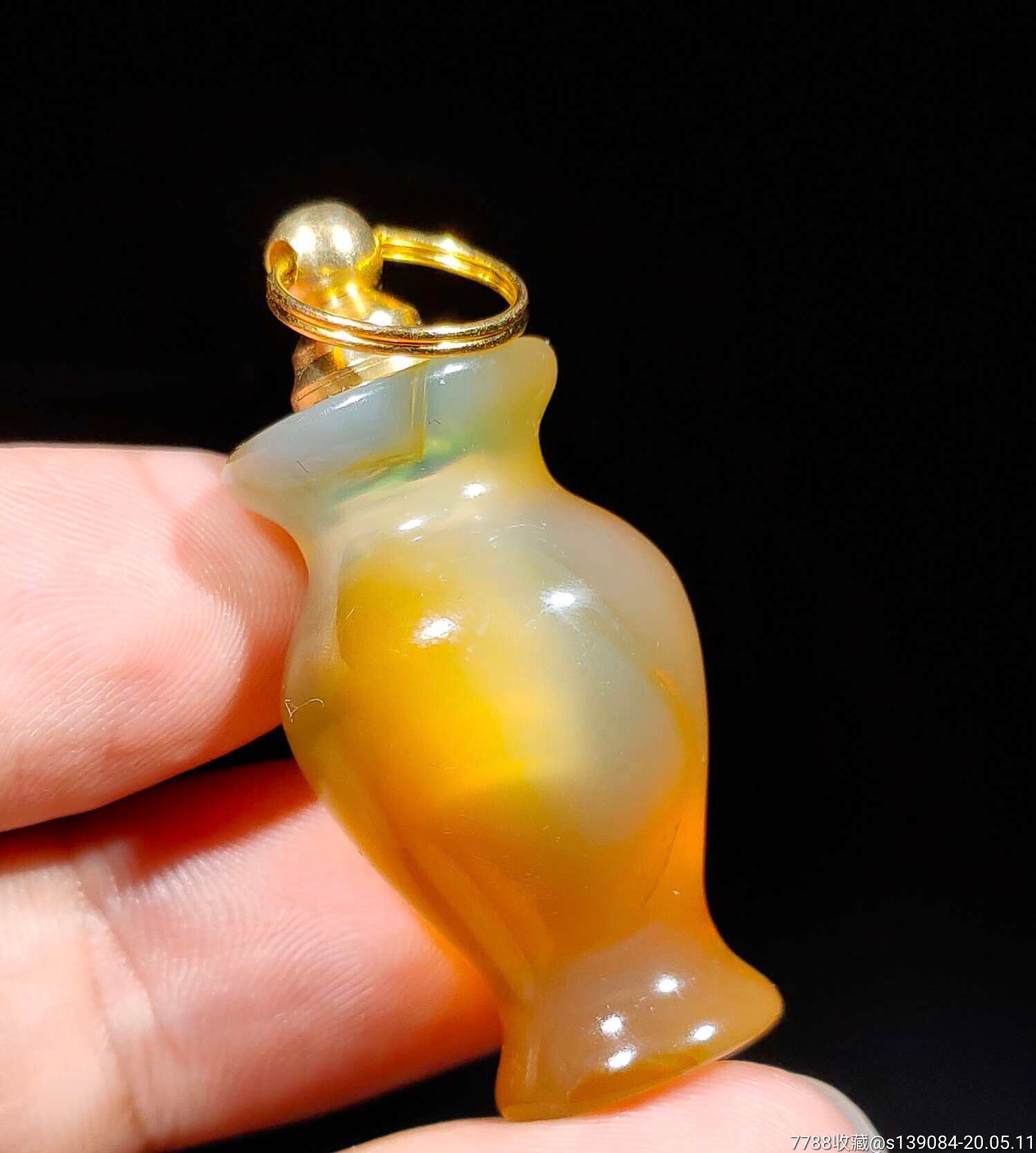 天然玛瑙宝瓶挂件,包真