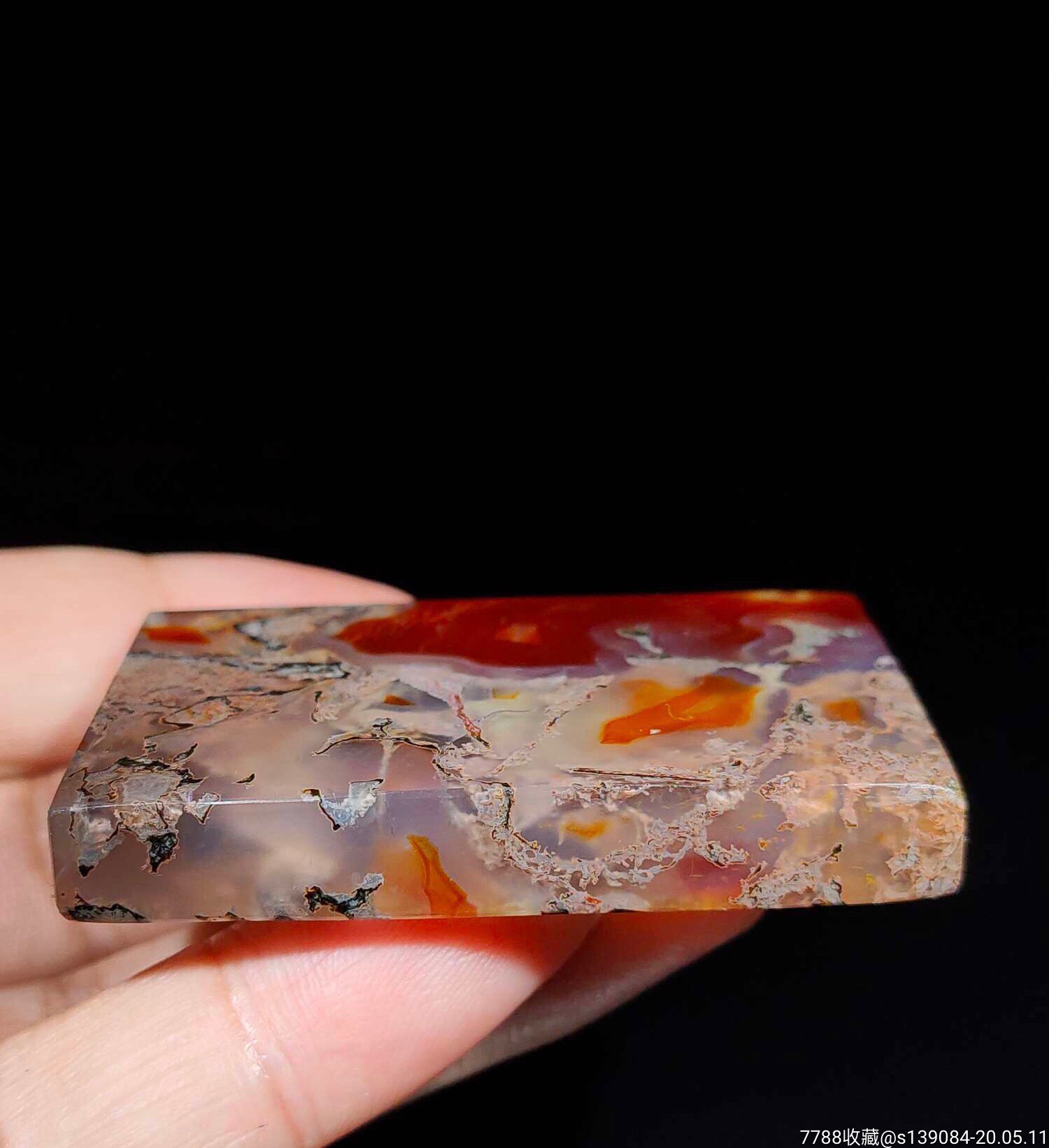 天然高冰红油草玛瑙大牌子