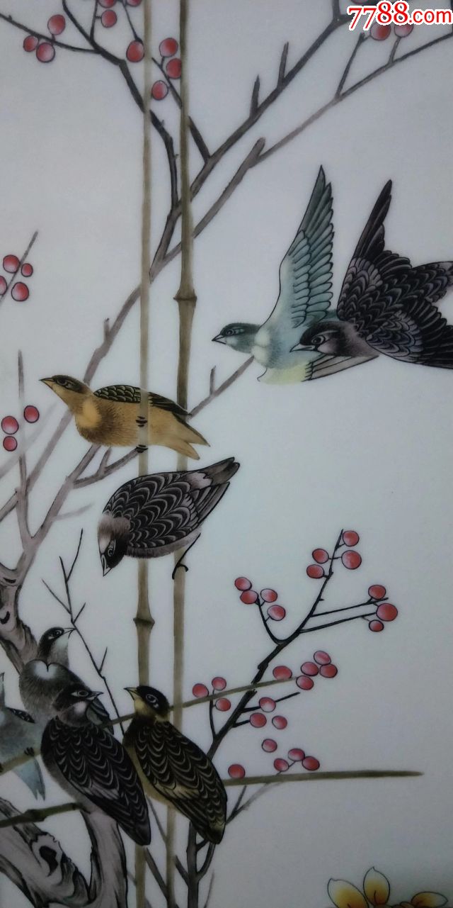 瓷板画刘雨岑花鸟作品