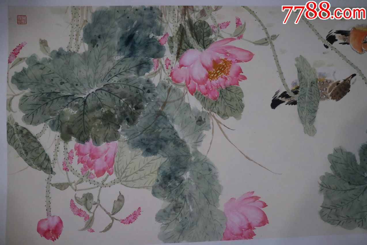 周午生鸳鸯戏水图镜片