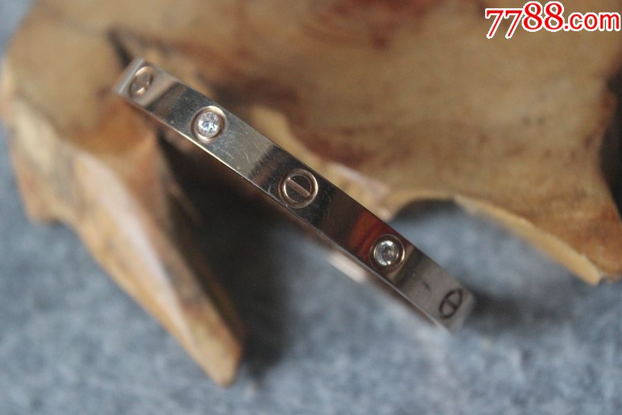 cartier款75016re1840镶钻暗扣18k玫瑰金窄版手镯4651mm