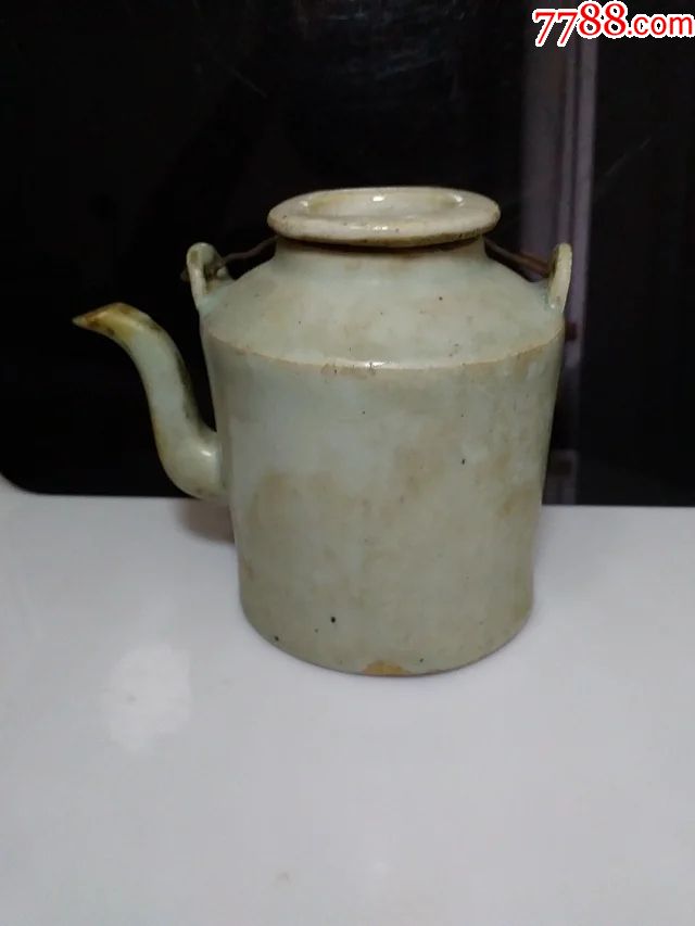 清代豆青釉老瓷壶日用壶装饰壶手提壶茶壶酒壶水壶提梁壶豆青壶
