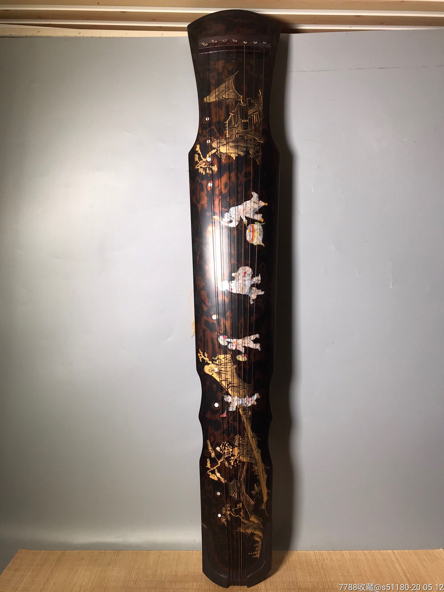 实木镶嵌贝壳漆器好琴 ,长1.22米,宽20厘米