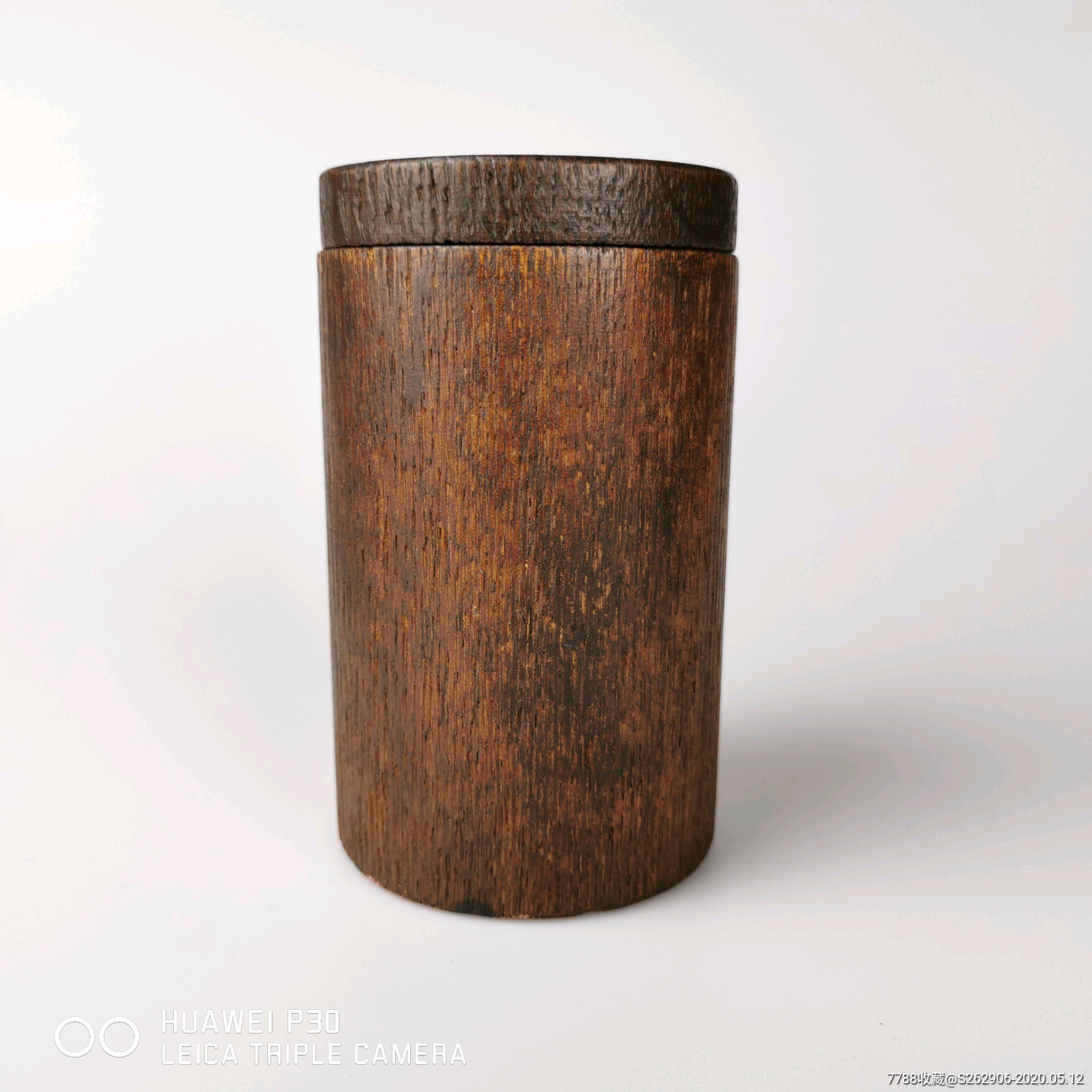 民国老木筒文房小画筒带盖信筒老木器香筒