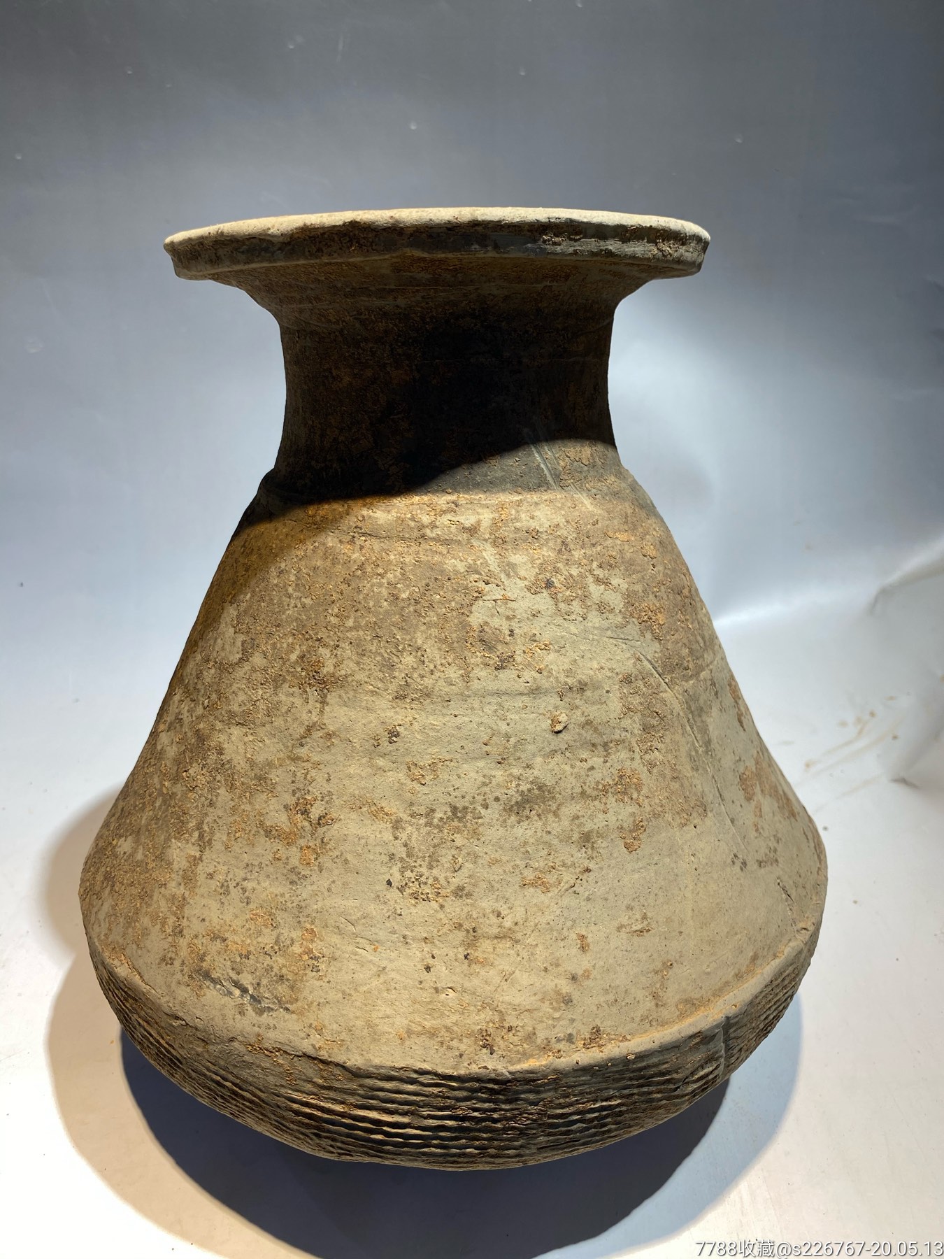 古玩陶器古董汉代鱼篓形陶罐