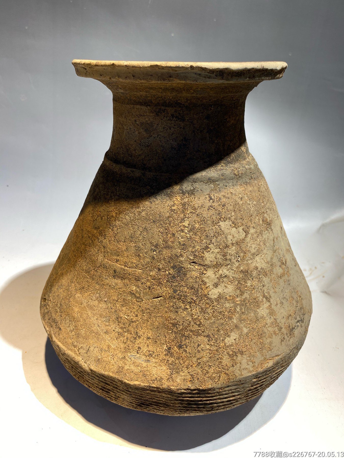古玩陶器古董汉代鱼篓形陶罐