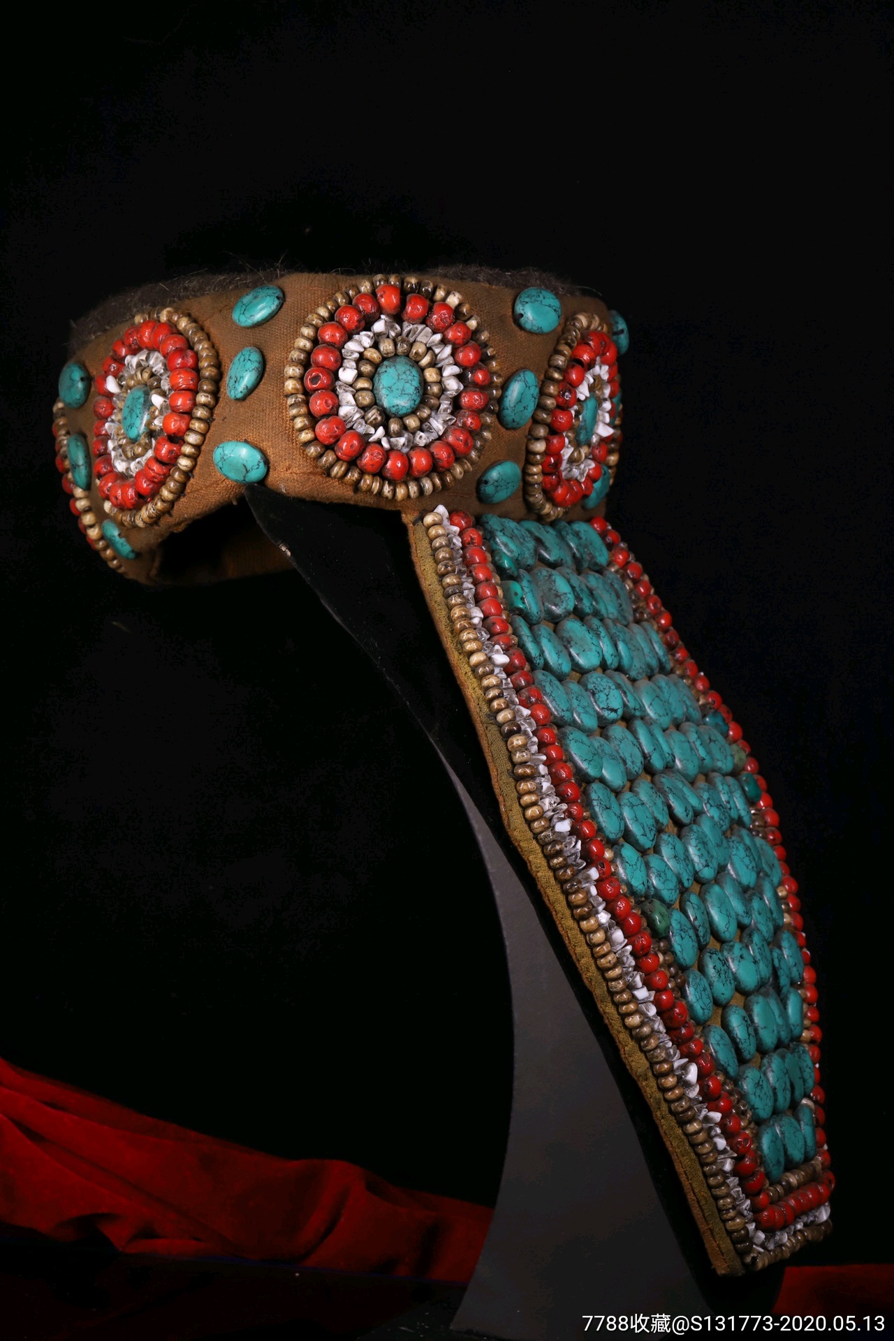 藏帽 藏地风格帽子 手工缝制镶各色宝石帽子