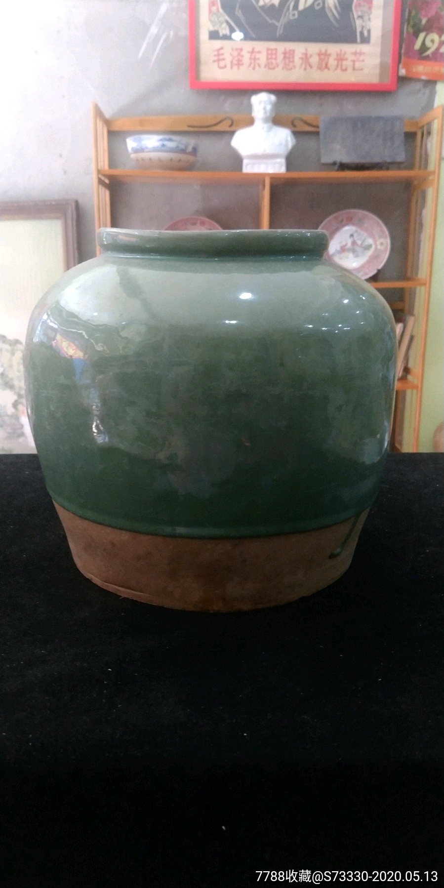 民俗老物件,插花艺术,民国绿釉罐子一只_价格150元_第1张_7788收藏