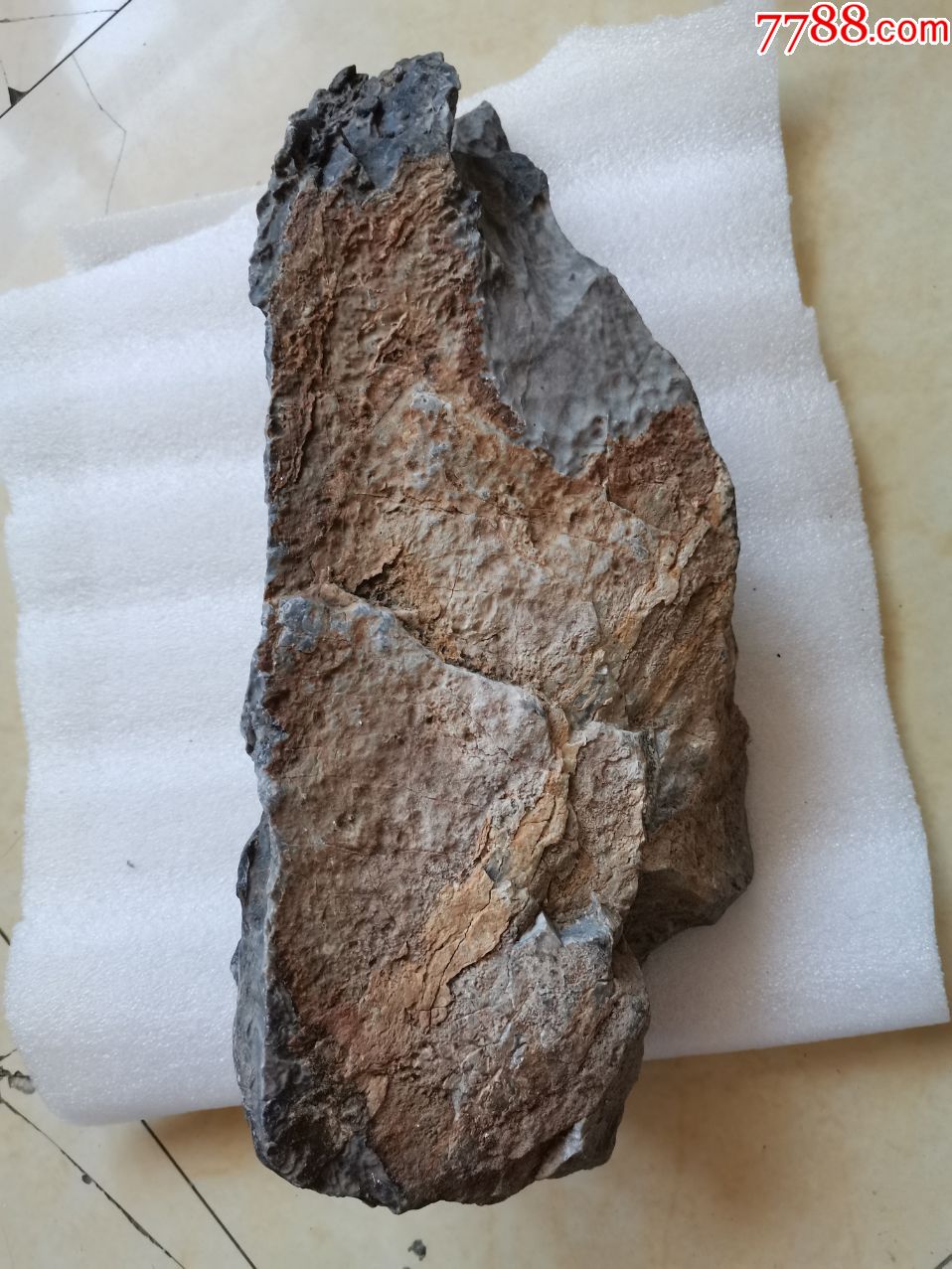 已经玉化的大石头.重约5公斤.玉化成灰色泥石玉了