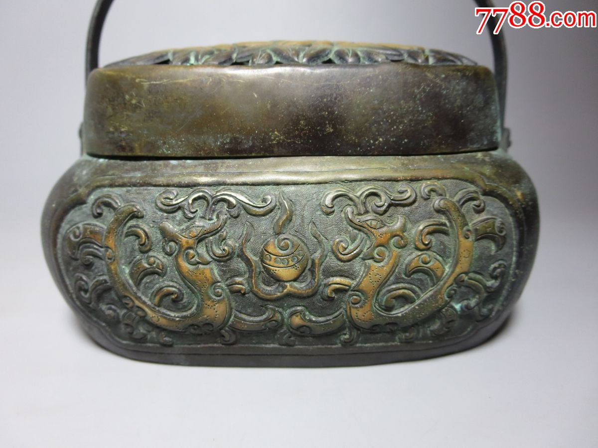 螭龙纹.张鸣岐制款铜手炉