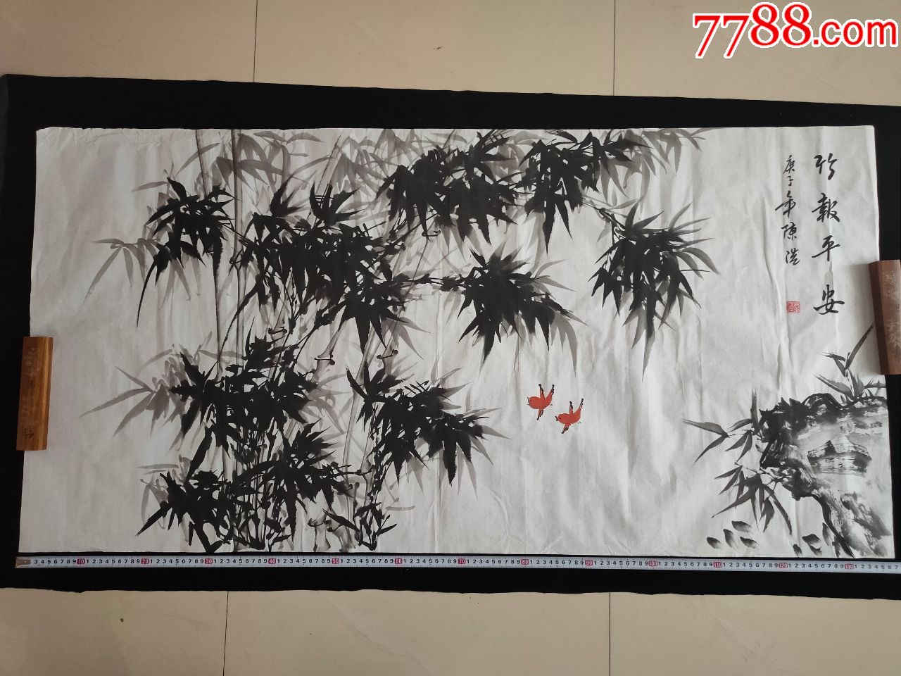陈浩老师手绘真迹【竹报平安】卖家保真支持鉴定-花鸟国画原作-7788