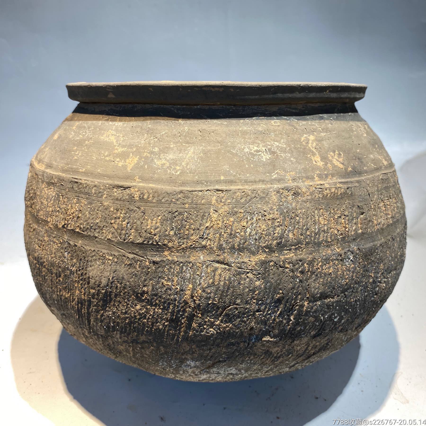 古玩陶器高古陶战国大陶釜